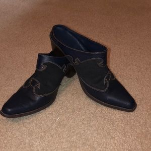 Navy blue Western sling backs